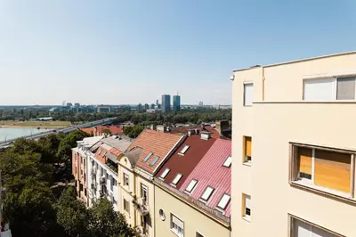 a view of a city from a building at Ugi house - City Center in Belgrade