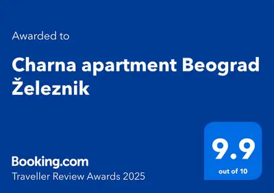 a blue sign with the words china apartment developer zenominium at Charna apartment Beograd Železnik in Železnik