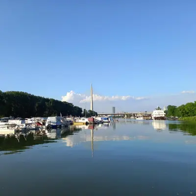 a group of boats are docked in a harbor at RIVIJERA LAKES Ada Studio in Belgrade