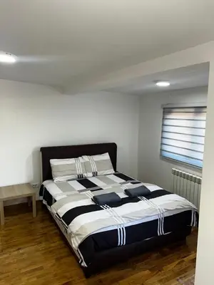 a bedroom with a large bed in a room at Apartman Dami in Belgrade