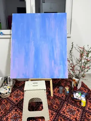 a painting on top of a table with a painting at Deluxe Double Room Belgrade Airport in Surčin