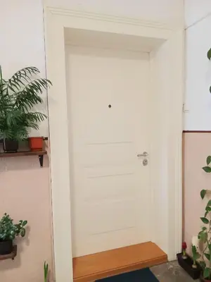 a white door in a room with plants at Vlada in Belgrade