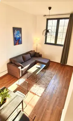 a living room with a couch and a table at Amar 2 in Belgrade