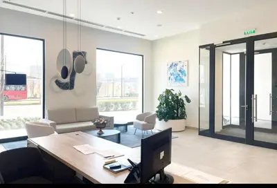 an office with a desk with a computer in it at Simphonia Lux Apartments BW in Belgrade