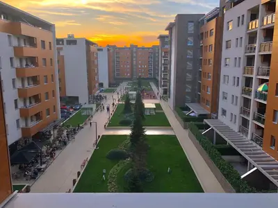 a view of a street in a city with buildings at Apartment Maximus lux in Belgrade